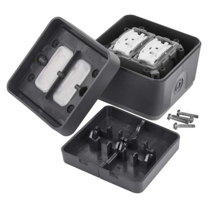 Łącznik domowy 2-przyciskowy schodowy nr 6+6 IP55 antracyt