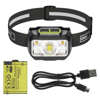 Ładowalna czołówka LED, ściemnialna/3xAAA/1000 mAh 3,7V