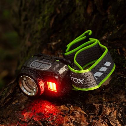 Ładowalna ściemnialna czołówka LED z czujnikiem i czerwonym światłem LED/6W/5V/3xAAA IP66 500 lm 1200 mAh