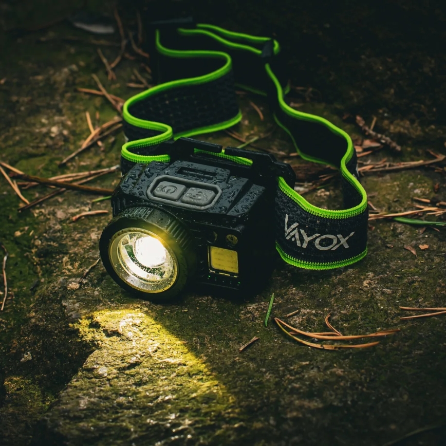 Ładowalna ściemnialna czołówka LED z czujnikiem i czerwonym światłem LED/6W/5V/3xAAA IP66 500 lm 1200 mAh