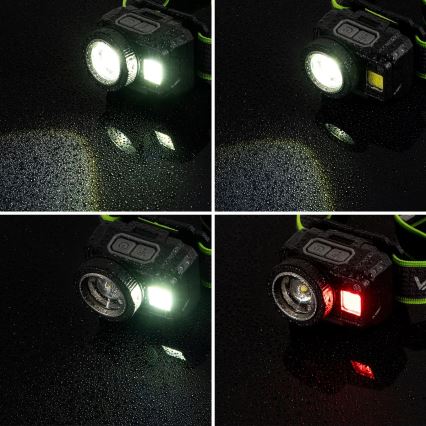 Ładowalna ściemnialna czołówka LED z czujnikiem i czerwonym światłem LED/6W/5V/3xAAA IP66 500 lm 1200 mAh