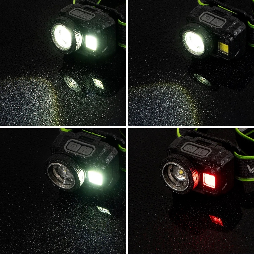 Ładowalna ściemnialna czołówka LED z czujnikiem i czerwonym światłem LED/6W/5V/3xAAA IP66 500 lm 1200 mAh