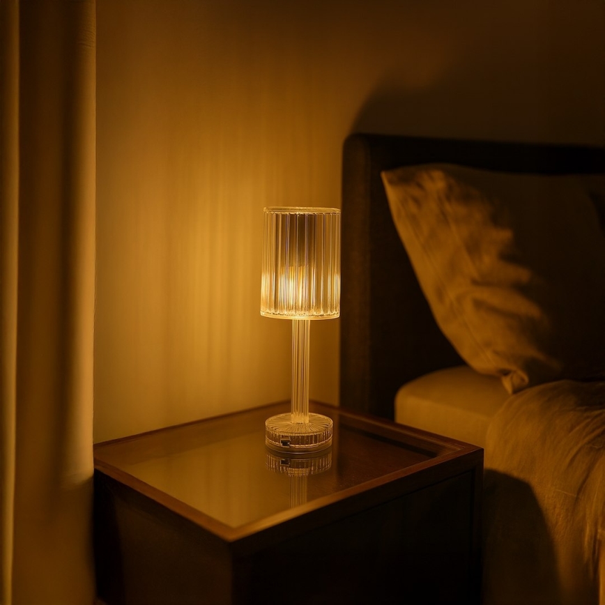 Ładowalna dotykowa lampa stołowa LED SIMPLE LED/1W/5V 2400 mAh 3000-6000K przezroczysta