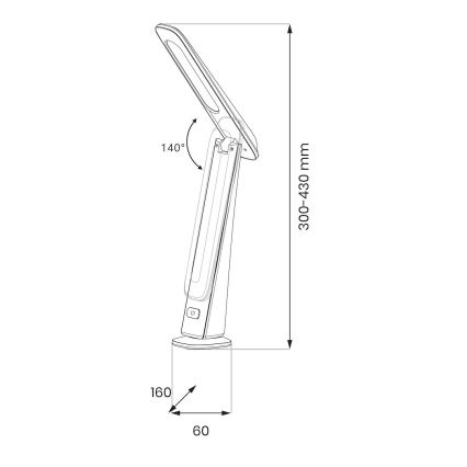 LED ściemnialna ładowalna lampa biurkowa TOP LED/4W/5V 1800 mAh 3000/4000/5000K brązowa/czarna