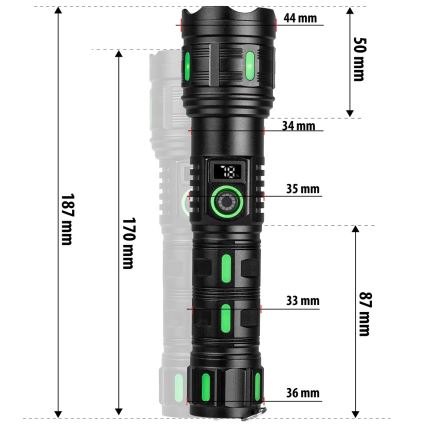 LED ściemniana ładowalna latarka z funkcją powerbanku LED/20W/5V IP44 1200 lm 5000 mAh