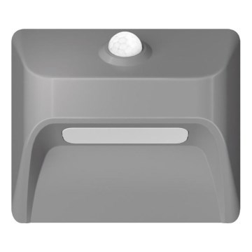 Ładowalna oprawa schodowa LED z czujnikiem ruchu i zmierzchu STEP LIGHT LED/0,3W/3,7V 2200 mAh IP53 szara