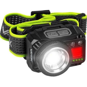 Ładowalna ściemnialna czołówka LED z czujnikiem i czerwonym światłem LED/6W/5V/3xAAA IP66 500 lm 1200 mAh