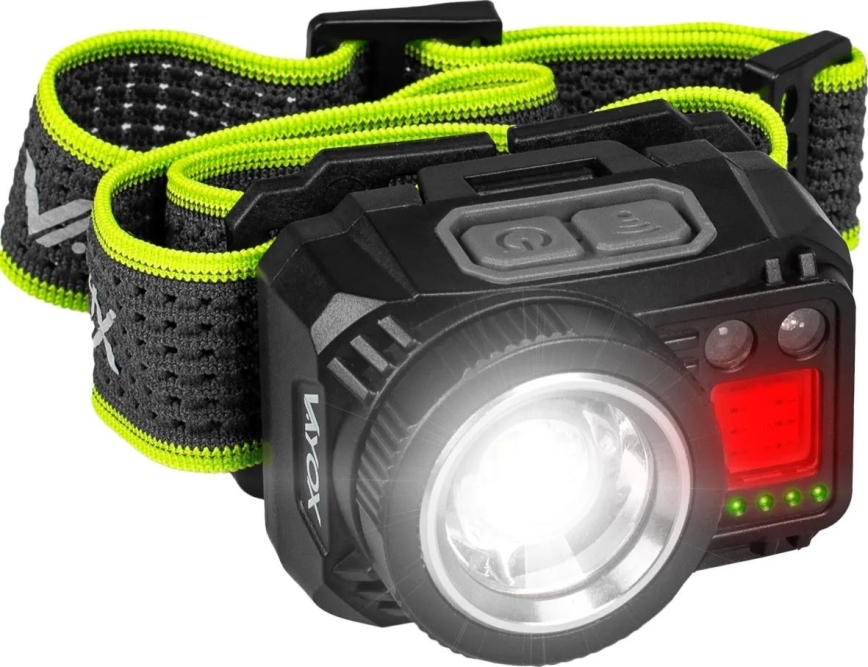 Ładowalna ściemnialna czołówka LED z czujnikiem i czerwonym światłem LED/6W/5V/3xAAA IP66 500 lm 1200 mAh