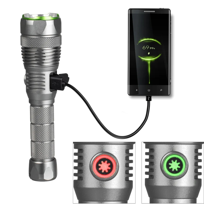 Ładowalna, ściemnialna latarka LED z funkcją powerbanku LED/30W/5V IPX7 3000 lm 4000 mAh