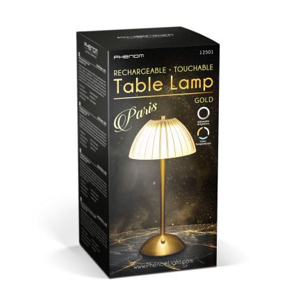 Ściemniana ładowalna lampa biurkowa PARIS LED/2W/5V 2700K/4000K/6500K 800 mAh złota
