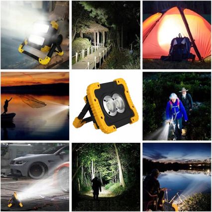 Ładowalny reflektor LED z funkcją powerbanku LED/20W/5V 4400 mAh IP44 czarny/żółty