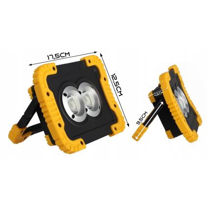 Ładowalny reflektor LED z funkcją powerbanku LED/20W/5V 4400 mAh IP44 czarny/żółty