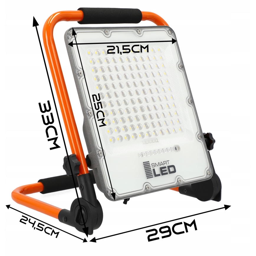 Ładowalny reflektor LED ze statywem LED/100W/3,2V 5000K 5000 mAh IP65 pomarańczowy