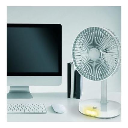 Ładowalny wentylator biurkowy z lampą LED, 3000 mAh/3,7 V, USB-C