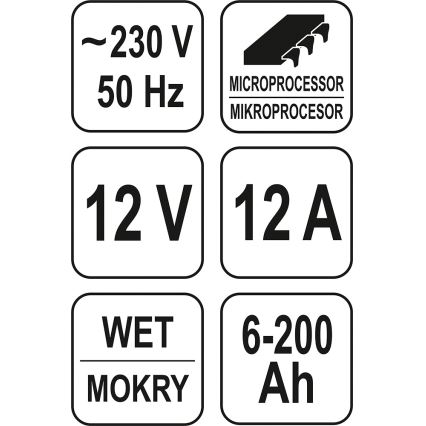 Ładowarka do baterii samochodowych 12A 230V