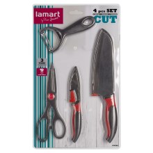 Lamart - Zestaw kuchenny 4 szt. - 2x nóż, obieraczka i nożyczki