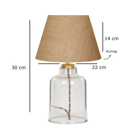 Lampa biurkowa AYD 1xE27/40W/230V brązowa/przezroczysta