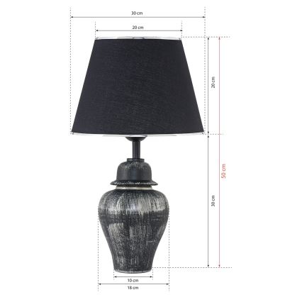 Lampa biurkowa RAMZES 1xE27/40W/230V czarna/srebrna