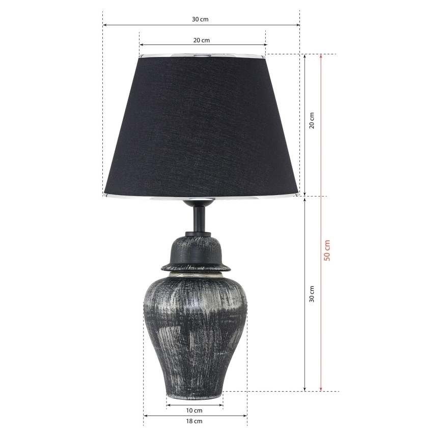 Lampa biurkowa RAMZES 1xE27/40W/230V czarna/srebrna