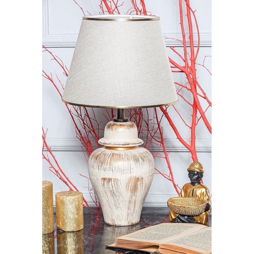 Lampa biurkowa RAMZES 1xE27/40W/230V kremowa/złota
