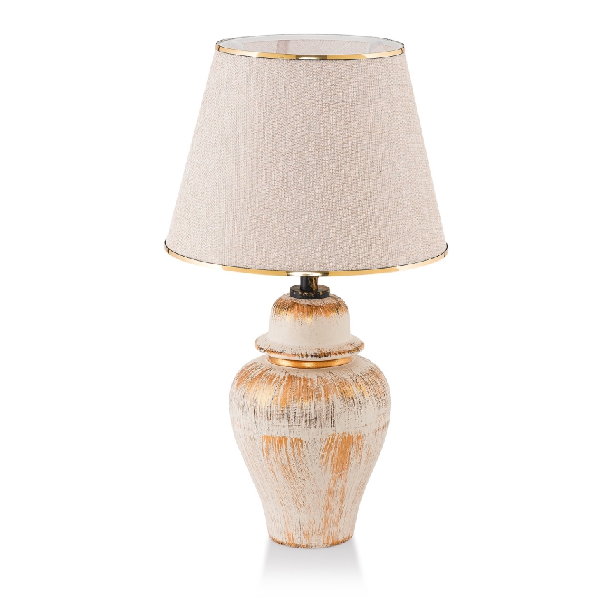 Lampa biurkowa RAMZES 1xE27/40W/230V kremowa/złota
