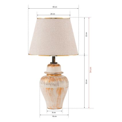 Lampa biurkowa RAMZES 1xE27/40W/230V kremowa/złota