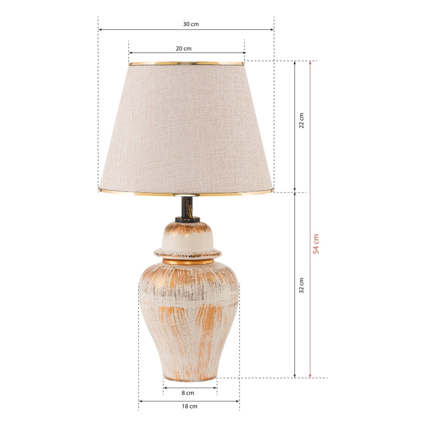 Lampa biurkowa RAMZES 1xE27/40W/230V kremowa/złota