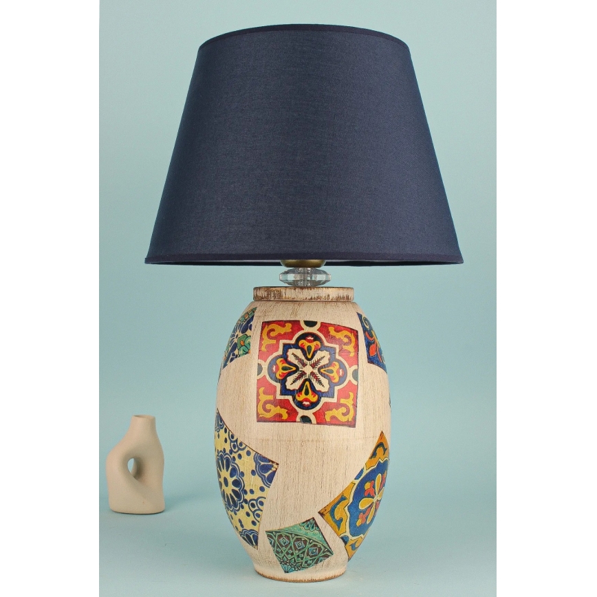 Lampa biurkowa RAMZES 1xE27/40W/230V niebieska/beżowa