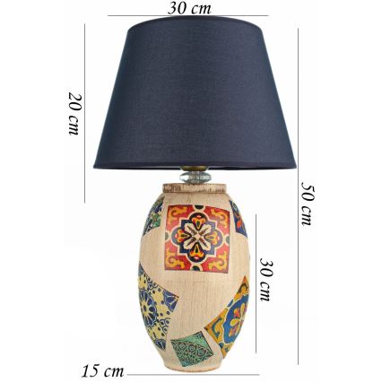 Lampa biurkowa RAMZES 1xE27/40W/230V niebieska/beżowa
