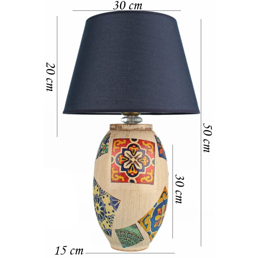 Lampa biurkowa RAMZES 1xE27/40W/230V niebieska/beżowa
