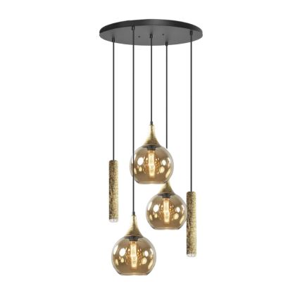 Lampa wisząca na linkach CALYPSO 2xGU10/60W/230V + 3xE27/60W czarno-złota