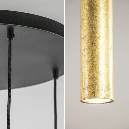 Lampa wisząca na linkach CALYPSO 2xGU10/60W/230V + 3xE27/60W czarno-złota