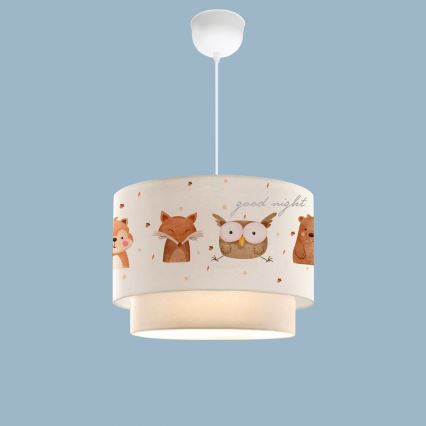 Lampa dziecięca CANDY 1xE27/40W/230V biała/brązowa