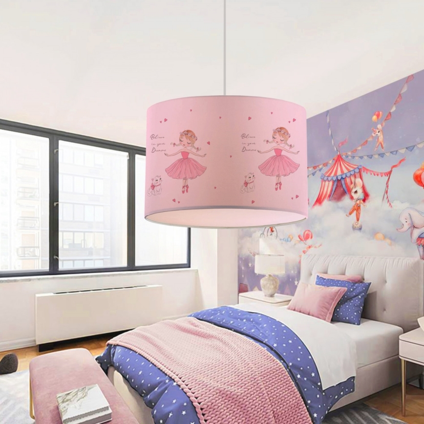 Lampa dziecięca CANDY 1xE27/40W/230V różowa