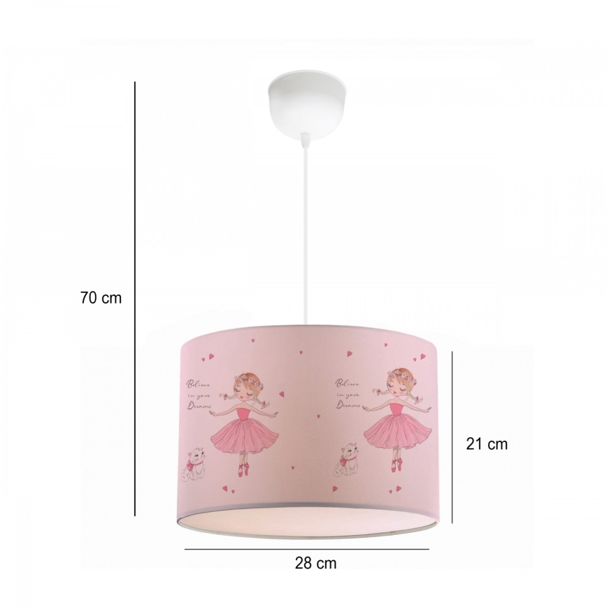 Lampa dziecięca CANDY 1xE27/40W/230V różowa