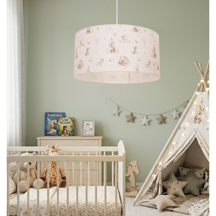 Lampa dziecięca KIDS ROOM 1xE27/60W/230V średnica 40 cm z motywem zwierzątek
