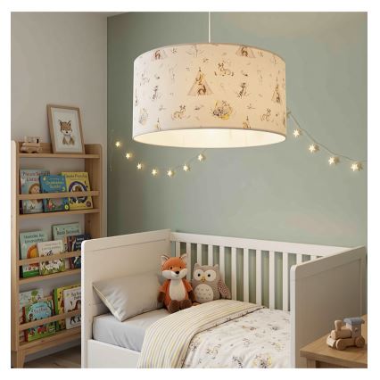 Lampa dziecięca KIDS ROOM 1xE27/60W/230V średnica 40 cm z motywem zwierzątek