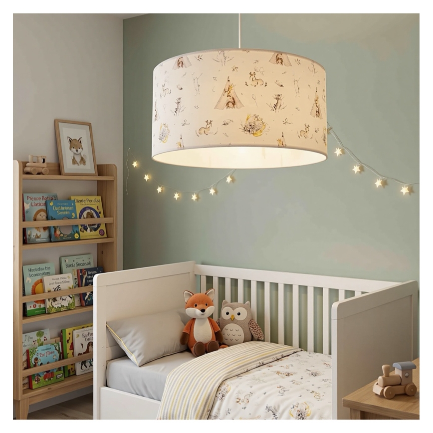 Lampa dziecięca KIDS ROOM 1xE27/60W/230V średnica 40 cm z motywem zwierzątek