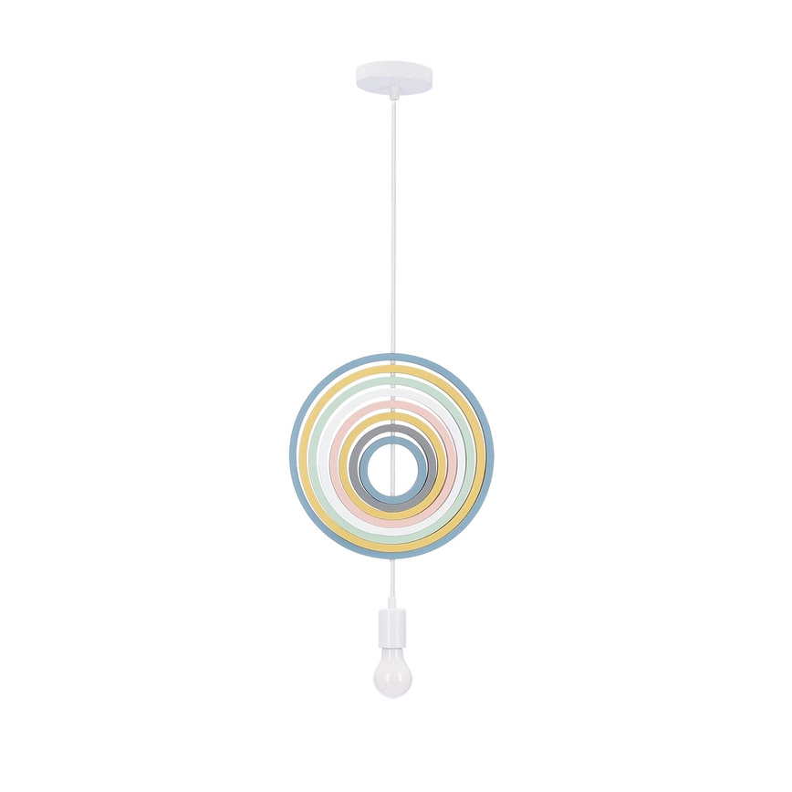 Lampa dziecięca na linkę HOOPS 1xE27/20W/230V ø 27 cm kolorowa