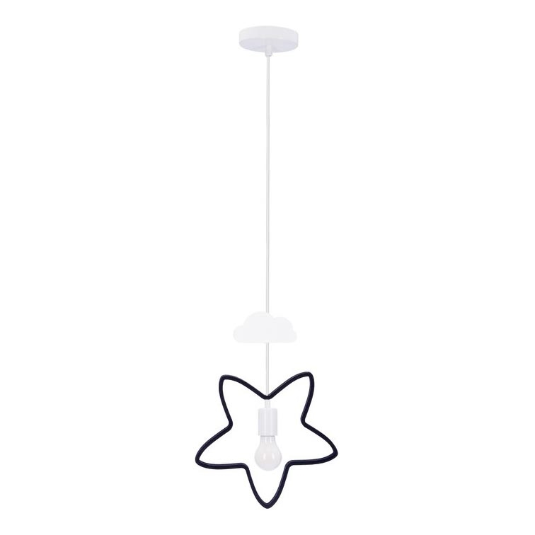 Lampa dziecięca zwisająca STARS 1xE27/20W/230V czarna/biała