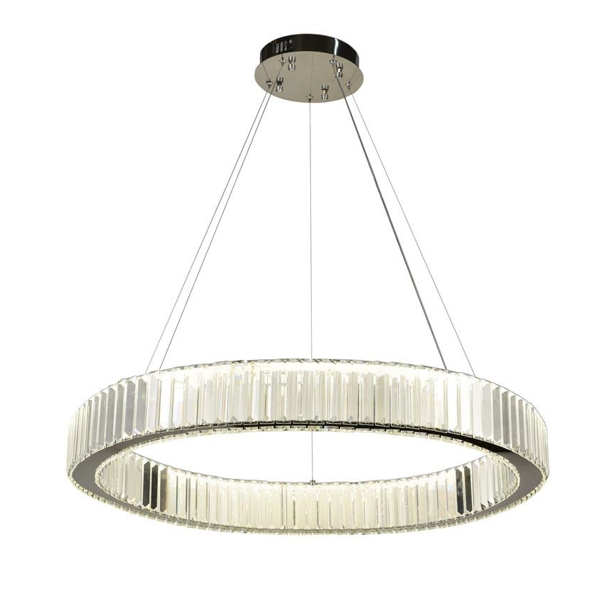 Lampa kryształowa LED z regulacją jasności na linkę LED/50W/230V 3000-6500K chrom błyszczący + pilot do zdalnego sterowania