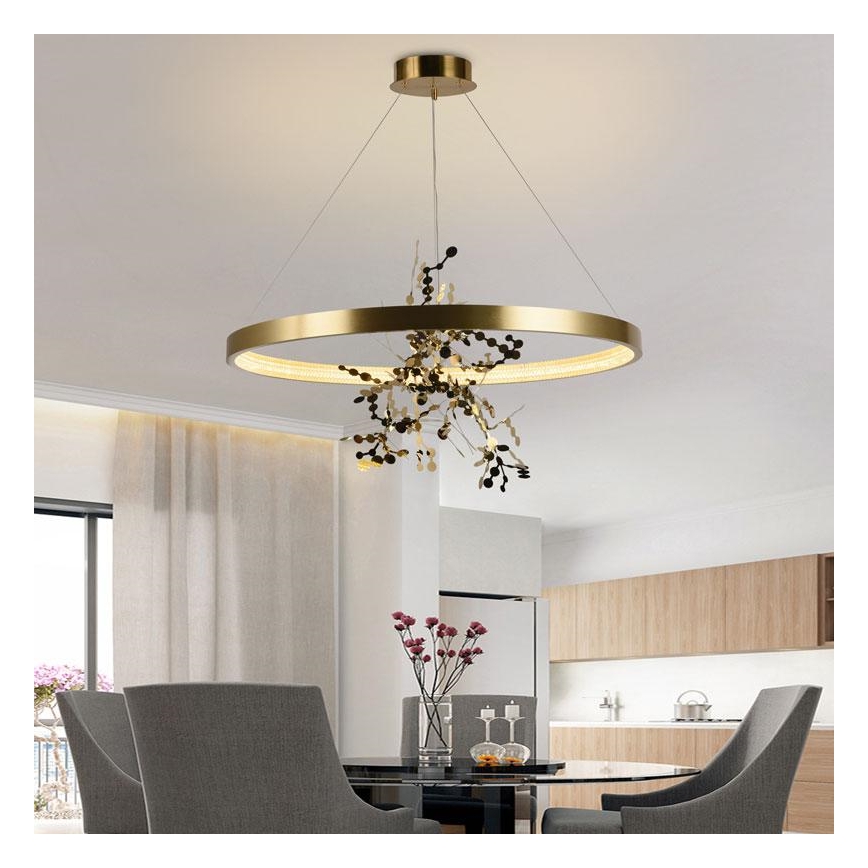 Lampa sufitowa LED ściemnialna na linkach LED/55W/230V 3000-6500K złota + pilot do zdalnego sterowania