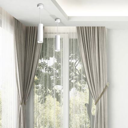 LED RGBW ściemnialna lampa łazienkowa na przewodzie TURYN 1xGU10/4,8W/230V 3000K IP44 biała + pilot zdalnego sterowania