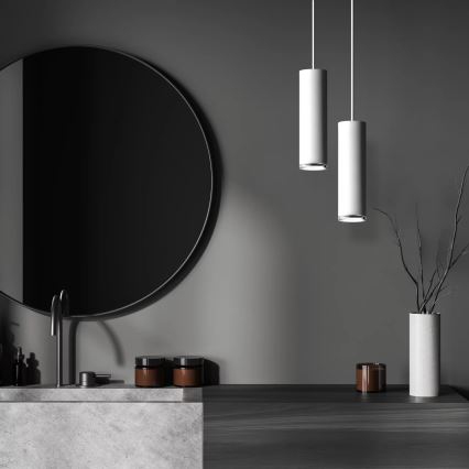 LED RGBW ściemnialna lampa łazienkowa na przewodzie TURYN 1xGU10/6W/230V 3000K IP44 biała + pilot zdalnego sterowania