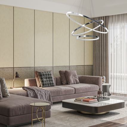 Lampa sufitowa LED na linkach ROTONDA LED/93W/230V chrom błyszczący