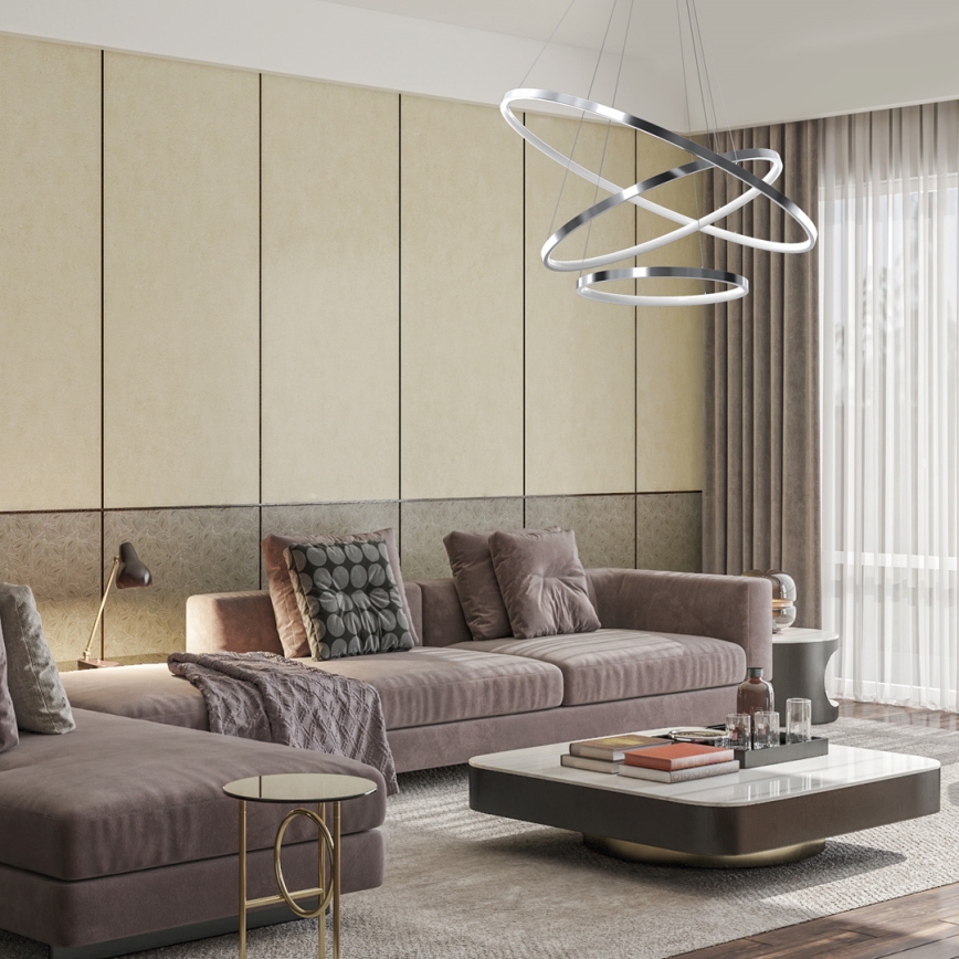 Lampa sufitowa LED na linkach ROTONDA LED/93W/230V chrom błyszczący