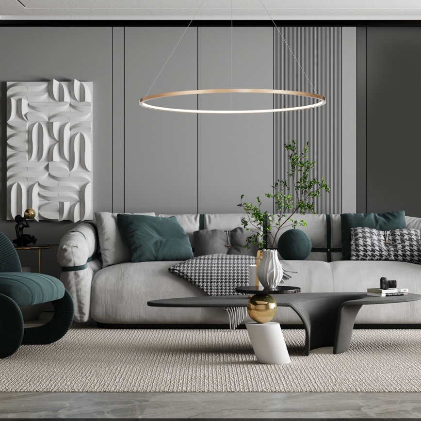 Żyrandol LED na linkach SATURNO LED/65W/230V śr. 120 cm IP44 złoty