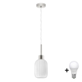 Lampa LED wisząca HARMA 1xE27/60W/230V średnica 14 cm matowy chrom/biały