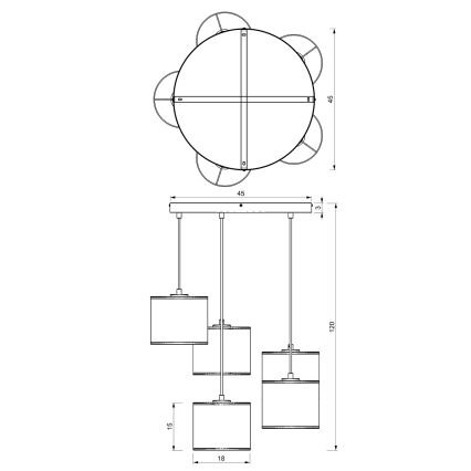 Lampa wisząca na linkach LOFT SHADE 5xE27/60W/230V biała/złota