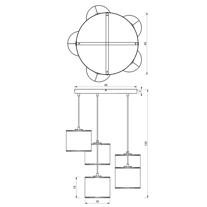 Lampa wisząca na linkach LOFT SHADE 5xE27/60W/230V biała/złota